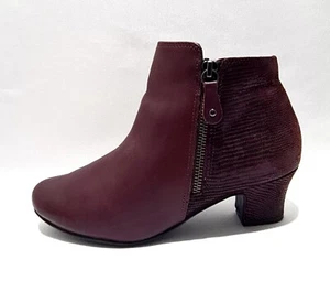Hotter Delight Stiefeletten Größe 5,5 UK burgunderrot Leder doppelter Reißverschluss - Bild 1 von 6