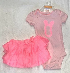 NWT Carter's 2-Piece Pink Bunny & Tulle Tutu Skirt - Size 3 Mos - EASTER Outfit - Picture 1 of 6
