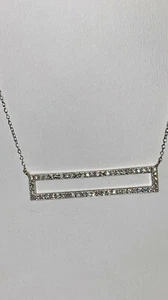 Collar Rectangular Blanco Colgante Plateado 21" NUEVO $155 #101 - Imagen 1 de 6