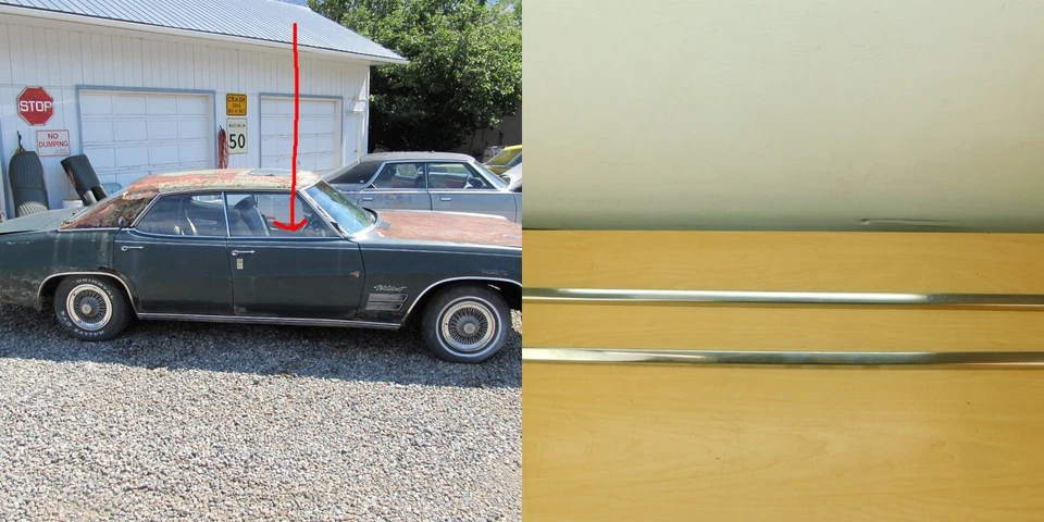 FRONT DOOR BELTLINE TRIM MOLDINGS PAIR 1969-70 BUICK ELECTRA WILDCAT 70BW1-1E9 - Image 1 of 4