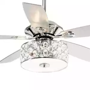 matrix decor 52 in. Indoor Chrome Crystal Chandelier Ceiling Fan with Light - Picture 1 of 13