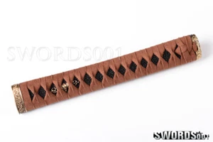 real leather ito brass fittings Tsuka Handle 26cm for Katana sword Real Rayskin  - Picture 1 of 6