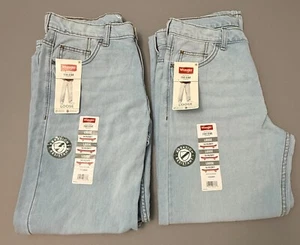 2 Pair Wrangler Loose Denim Adjustable Blue Jeans Boys Kids 14 Husky NEW - Picture 1 of 3