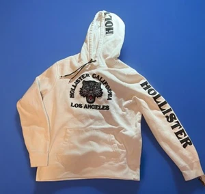 Holister Hoodie Youth CL White Los Angelos Black Letters Grunge Skateboard - Picture 1 of 6