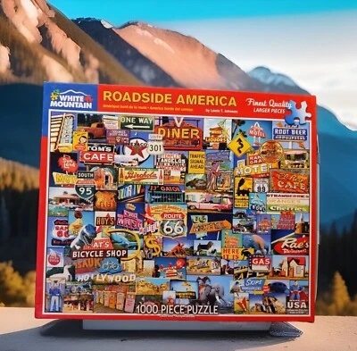NUEVO Puzzle White Mountain Roadside America 1000 Piezas 24x 30 Piezas Más Grandes Nuevo en Caja Foto 1 de 4
