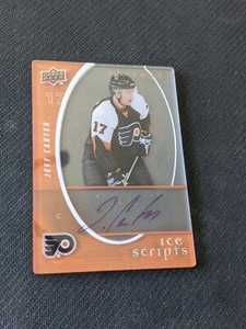 2008-09 UPPER DECK UD TRILOGY JEFF CARTER IS-JG ICE SCRIPTS AUTO AUTOGRAPH