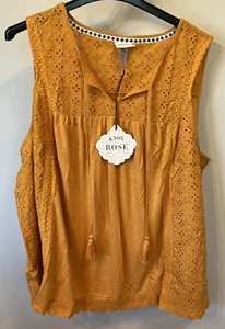 Knox Rose Eyelet Lace Rib Knit Tank Top-Women's Plus Size 1X NEW $25 - Picture 1 of 4
