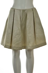 Tara Jarmon Womens Skirt Size 40 Ivory Silver Printed Pleated A-Line Above Knee - Picture 1 of 5