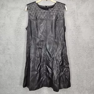 Miss Wu Women's Size 14 Sleeveless Black Leather Fit and Flare Mini Dress - Picture 1 of 7