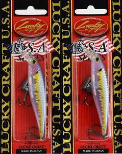 (LOT OF 2) LUCKY CRAFT POINTER 78SP 3/8OZ PT78SP-225 MSGH CHARTREUSE SHAD H2104 - Picture 1 of 2