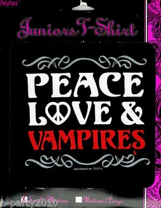 JUNIORS PEACE LOVE AND VAMPIRES TEE SHIRT~ Birthday Party Supplies Twilight - Picture 1 of 1