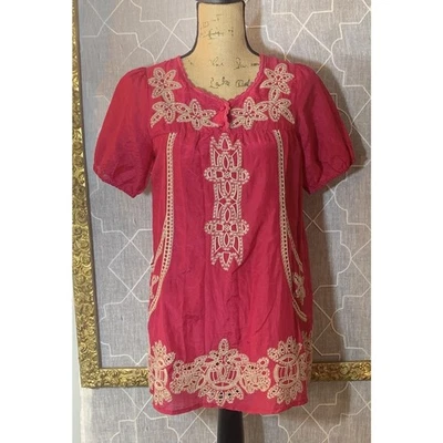HAZEL TOP BOHO 丝绸 ANTHROPOLOGIE SZ GYPSY 全新带标签 FESTIVAL HIPPIE GEOMETRIC TUNIC — 第 1/4 张图片
