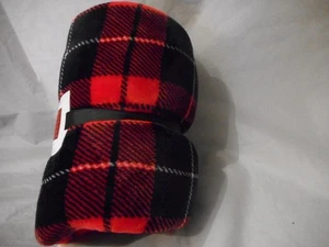 Victoria's Secret Plush Sherpa Cozy Fleech Throw Blanket Red Plaid Holiday - Picture 1 of 8