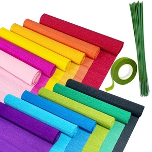 Crepe Paper Flower DIY Kits, 12 Rolls Bright Colors Crepe Paper Rolls Floral ... - Picture 1 of 7