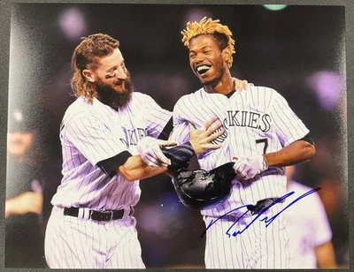 Foto autografiada firmada por RAIMEL TAPIA 11x14 de los Colorado Rockies Foto 1 de 2