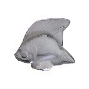 Lalique France Crystal Fish Ornament Seal Clear Frosted Art Glass Signed Sculptu - Picture 1 of 7