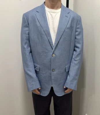 DDP Zegna Hombres Blazer Cachemira Lana Chaqueta Abrigo Azul Talla EU-54R/US-44R Foto 1 de 4