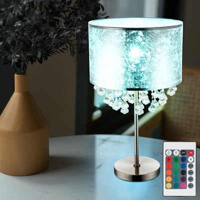 Lampada da Tavolo Lampada Letto Cristalli Regolatore Telecomando RGB LED - Immagine 1 di 4