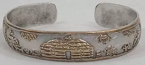 Vintage Jessie Claw Indianer Navajo 12K GF Geschichtenerzähler Sterlingsilber Armreif Armband - Bild 1 von 10