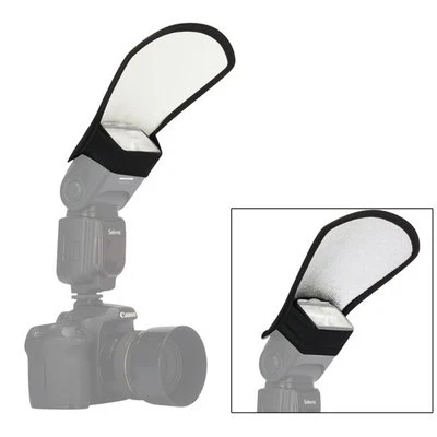 Universal Flash Reflector Light Diffuser Silver & White for Speedlite Speedlight - Image 1 of 4
