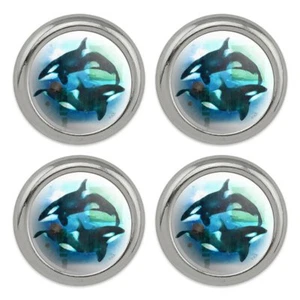 Orcas Killer Whales Watercolor Yin Yang Metal Craft Sewing Buttons - Set of 4 - Imagen 1 de 5