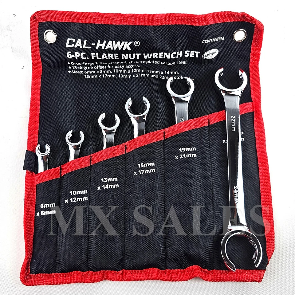 6pc FLARE NUT WRENCH SET METRIC - hand tool tools flare nut wrenches standard - Image 1 of 1