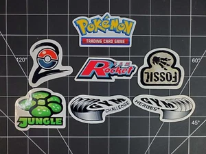 Pokemon Base Set + Gym Series WOTC Era Set Symbol 7 Glossy Vinyl Stickers - Picture 1 of 7