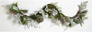 Home Collection 28-Inch Decorative Artificial Snowy Pine Garland with Ornaments - Picture 1 of 4