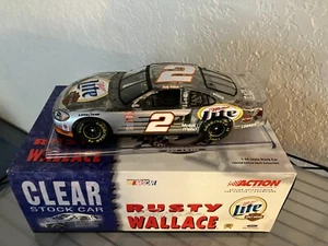 2001 #2 RUSTY WALLACE 1 :24 ACTION MILLER LITE/ HARLEY DAVIDSON CLEAR CAR - Picture 1 of 1