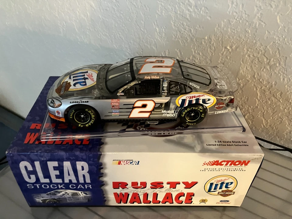 2001 #2 RUSTY WALLACE 1 :24 ACTION MILLER LITE/ HARLEY DAVIDSON CLEAR CAR - Image 1 of 1
