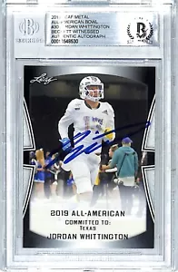 Tarjeta de novato Leaf Jordan Whittington 2019 firmada Longhorns BAS Witness Slabbed - Imagen 1 de 3