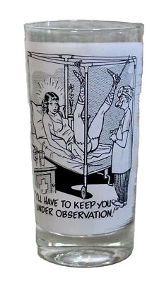 Vaso Risque De Colección Médico Paciente Vajilla Cocina Humor Mediados de Siglo Moderno Foto 1 de 4