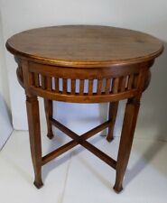 Vintage Round Solid Wood X Cross Pedestal Table - English Regency/Empire Style