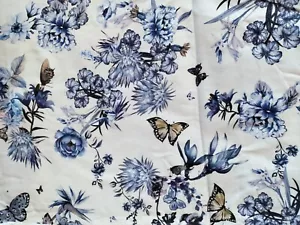 /Metre Floral Butterfly on Offwhite Heavy-weight Thick Twill Rayon Fabric - Picture 1 of 6