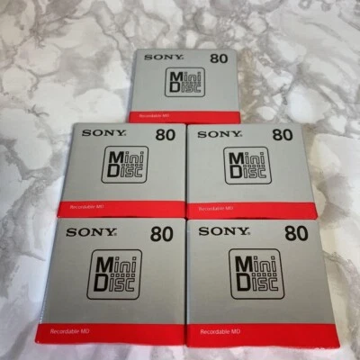 Sony MDW80T MD MiniDisc vuoto registrabile da 80 minuti set da 5 pezzi - Immagine 1 di 3