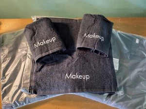 Lot of 24 Makeup Removal Towels Black 100% Cotton Washcloth Salons Rental Units - Picture 1 of 3