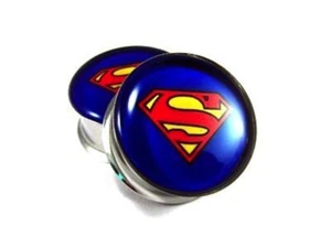 Superman Double Flared Surgical Steel (316L) Gauges / plugs 2 Piece (B/7/3/86 - Picture 1 of 1