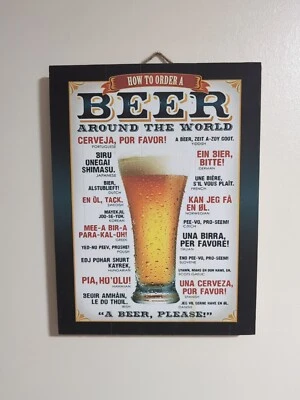 Wooden Slatted Wall/Pop Art  "Order A Beer Worldwide" - Image 1 of 4