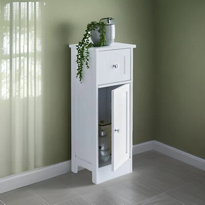 White Wood Free Standing 1 Drawer With 1 Cabinet Bathroom Storage Cabinet Unit - Image 1 of 4