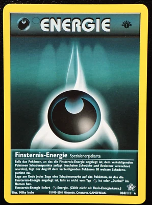 Finsternis Energie 1. Edition Neo Genesis Deutsch DE Pokemon WOTC 104/111 Erste - Bild 1 von 2