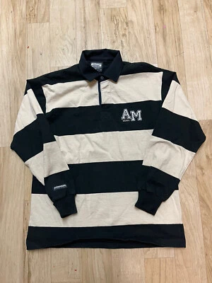 Camisa Polo Barbarian Rugby AM Music Para Hombre S Negra Tostada Rayas Algodón LS Top Foto 1 de 4