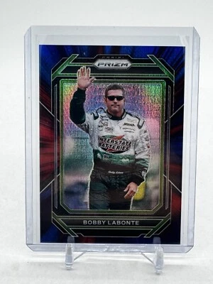 2023 Panini Prizm NASCAR Racing Red Blue Hyper Prizm Bobby LaBonte 189/299 - Image 1 of 2