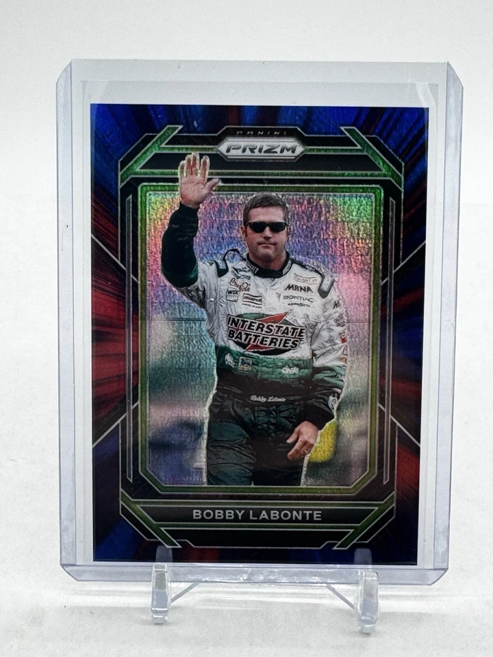 2023 Panini Prizm NASCAR Racing Red Blue Hyper Prizm Bobby LaBonte 189/299 - Image 1 of 2