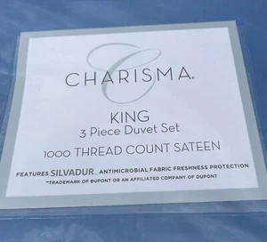 Charisma King 3 Piece Duvet Set 1000 Thread Count Sateen Blue New - Picture 1 of 2