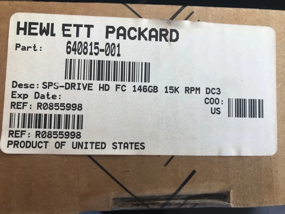 NEW SEALED BOX HP 640815-001 146GB 15k Fibre Channel 3PAR Hard Drive INC VAT - Image 1 of 1