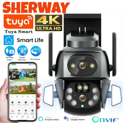 Tuya 4K 8MP Security Outdoor WiFi Camera Dual Lens Dual Screen PTZ Surveillance - Image 1 of 4