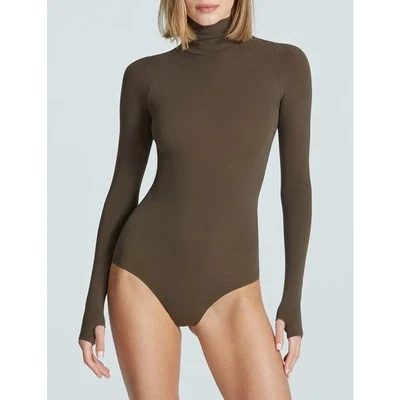 Commando 芭蕾长袖高领紧身衣裤弹力棕色均码全新无标签 — 第 1/4 张图片