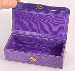 VINTAGE PURPLE LEATHER SILK LINED BOX by FINNIGANS TOP QUALITY case suitcase bag - Picture 1 of 7