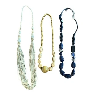 Boho Chunky Beaded Statement Necklace Bundle – Set of 3 - Picture 1 of 4