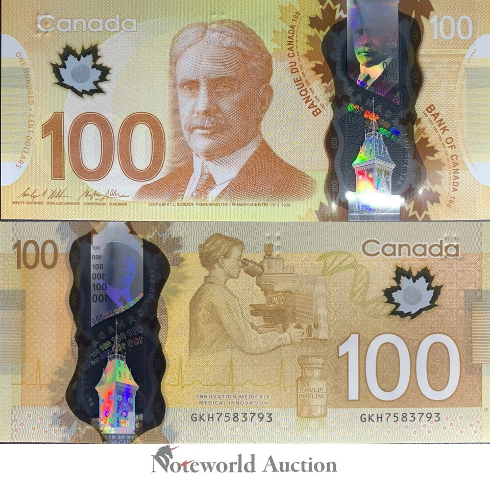 CANADA 100 Dollars 2011 P 110 Polymer Random Sign UNC - Image 1 of 3